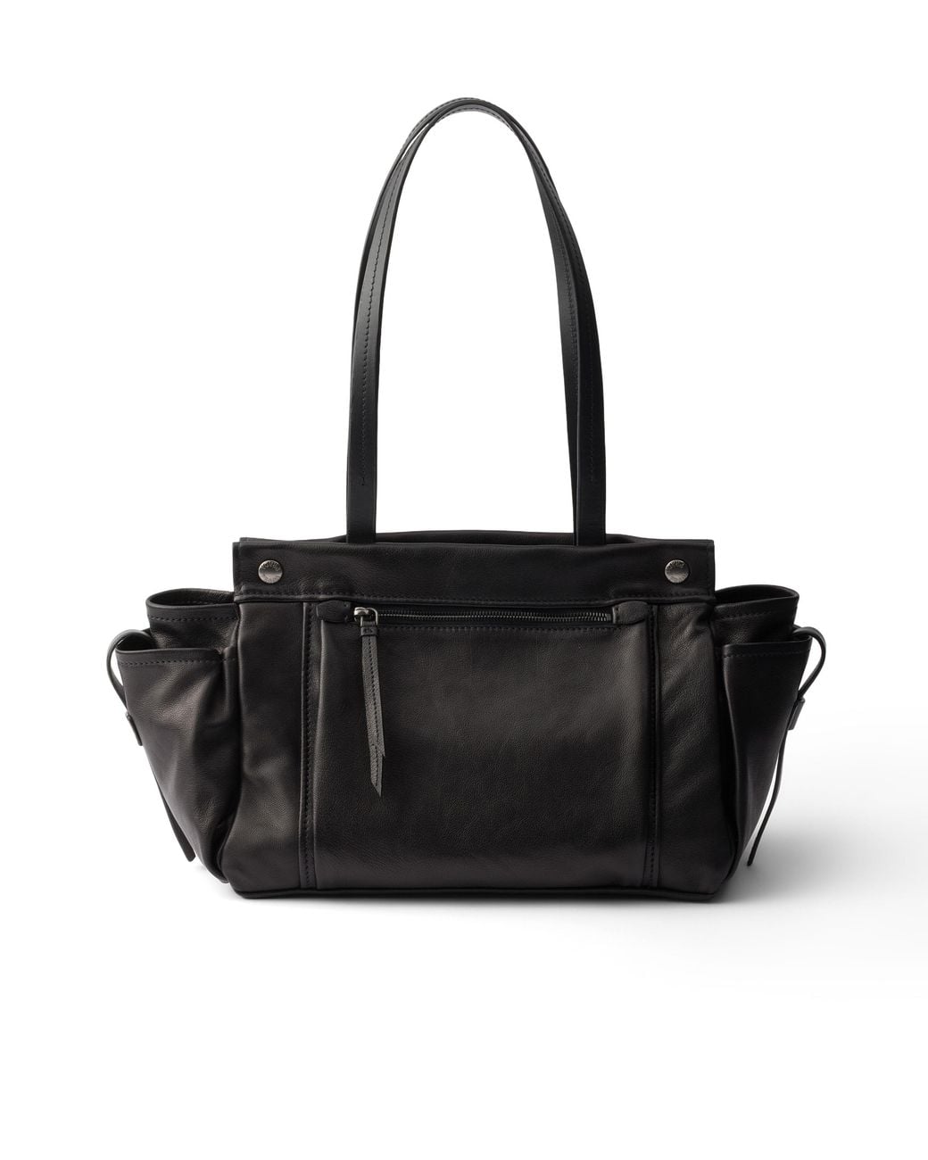 Prada Black Route Large Leather Tote Bag
