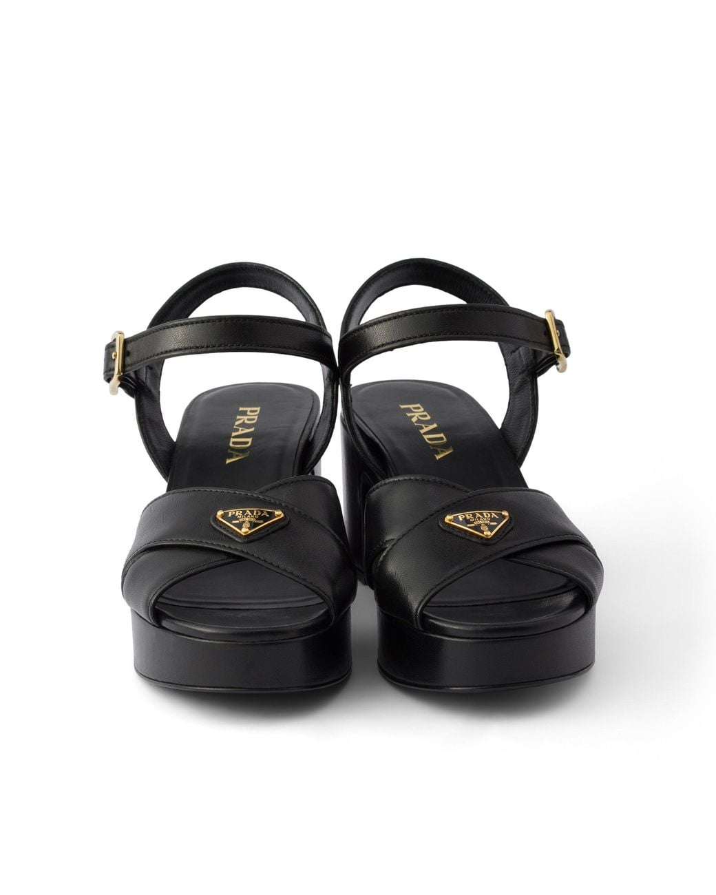 Prada Black Nappa Leather Platform Sandals