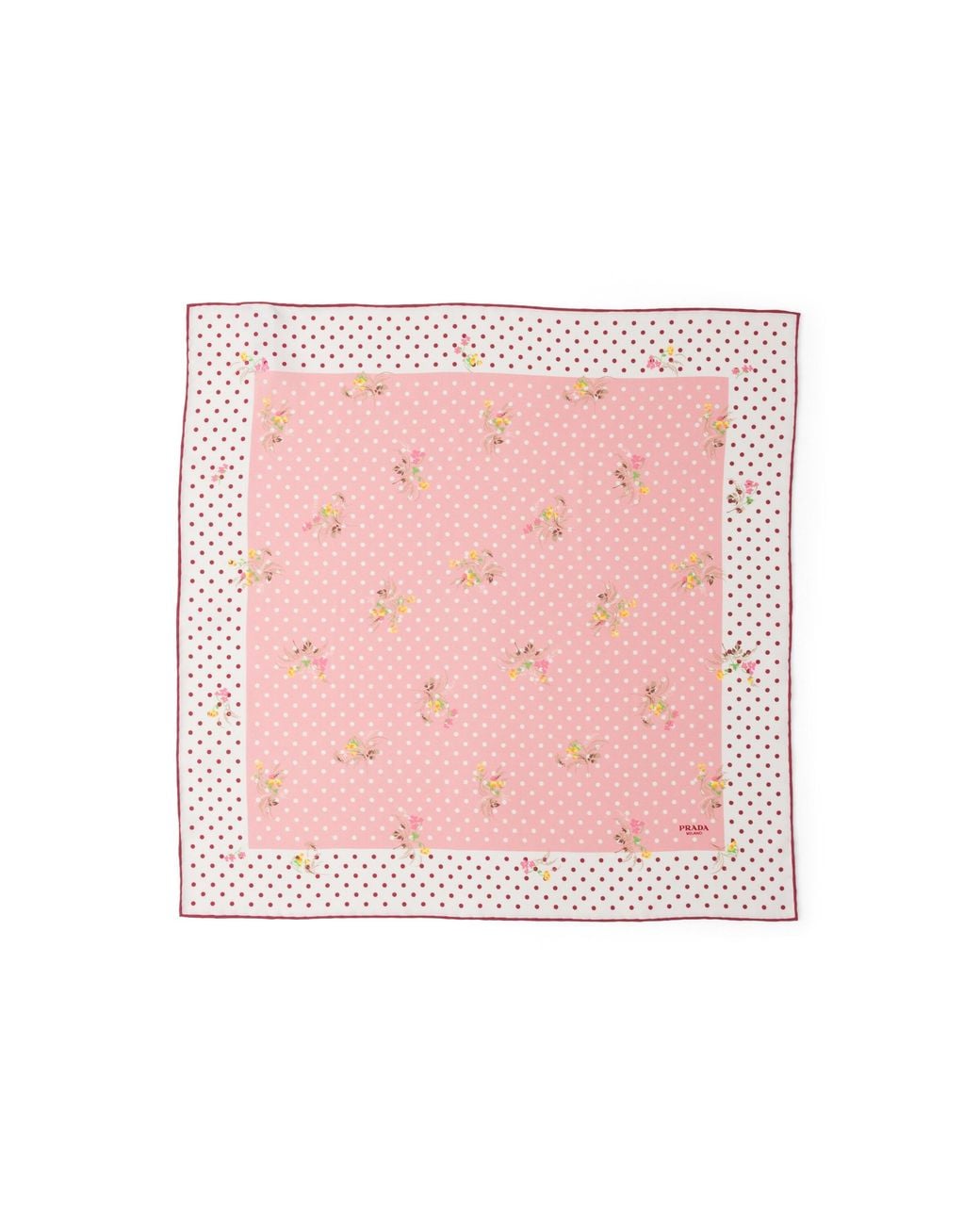 Prada Pink Printed Silk Twill Scarf 55