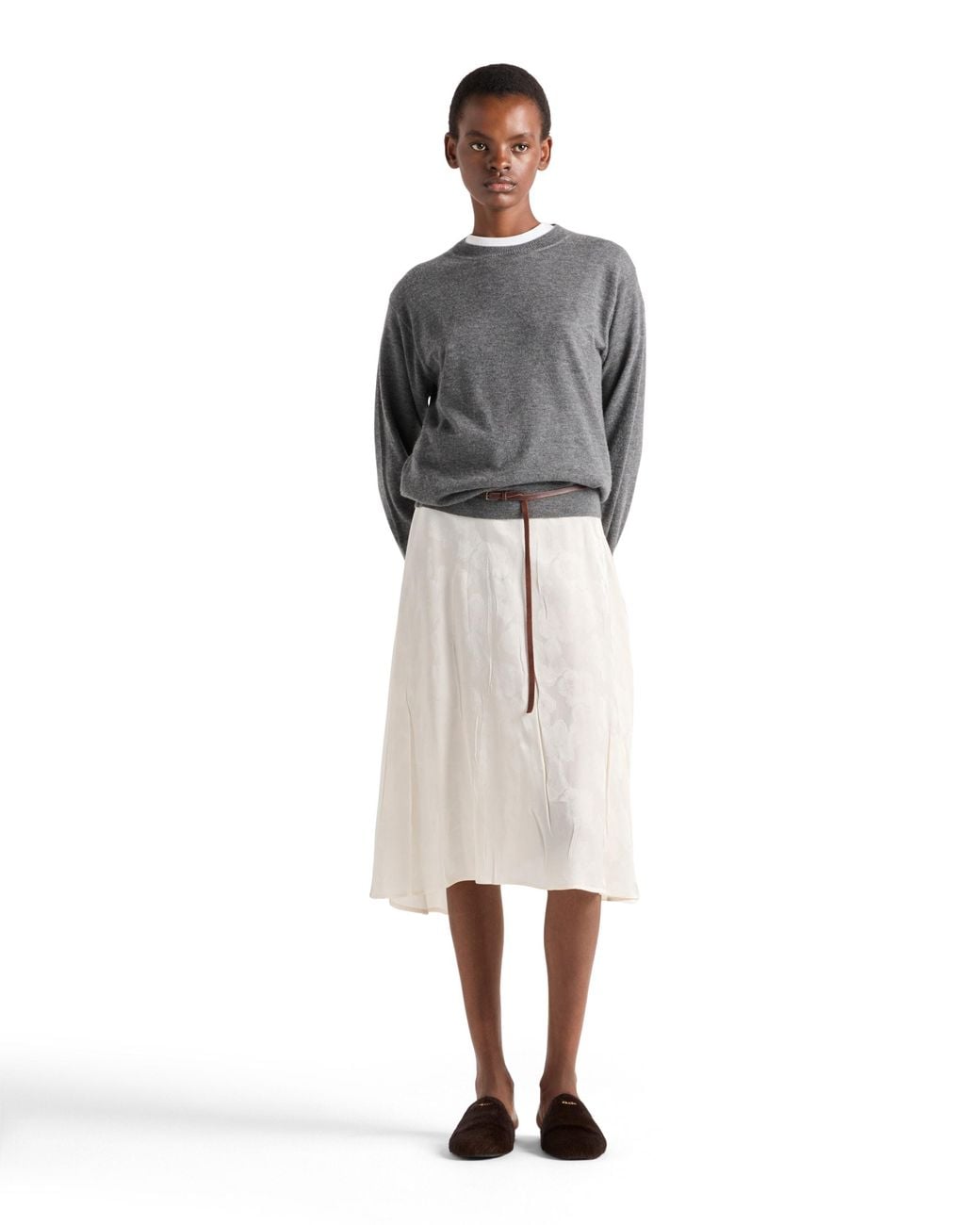 Prada Gray Cashmere Crew-Neck Sweater
