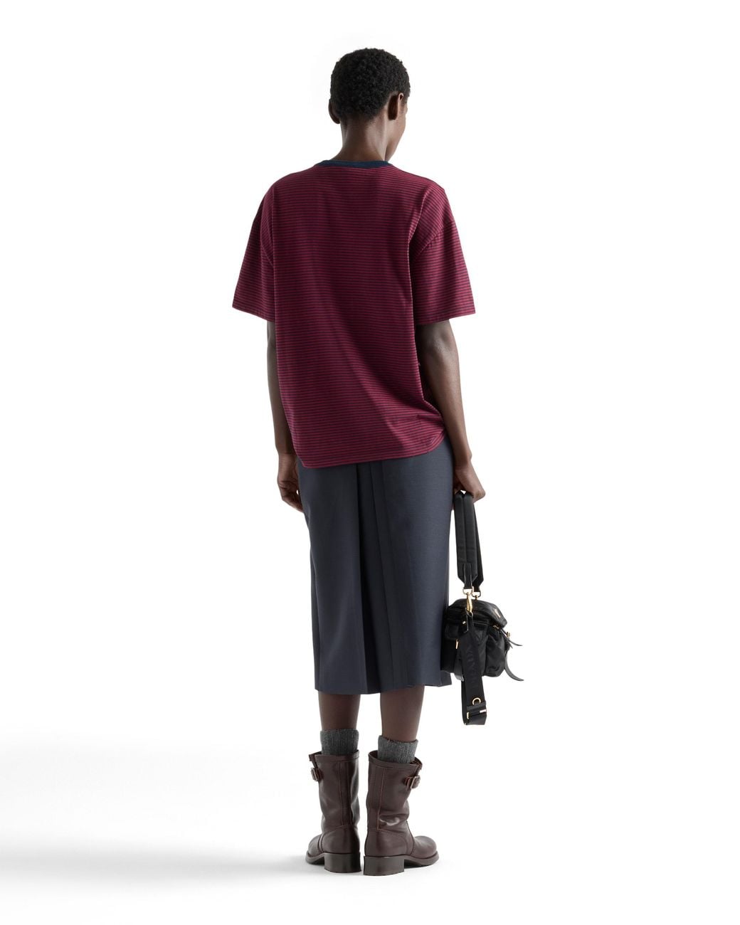 Prada Purple Oversized Striped Jersey T-Shirt