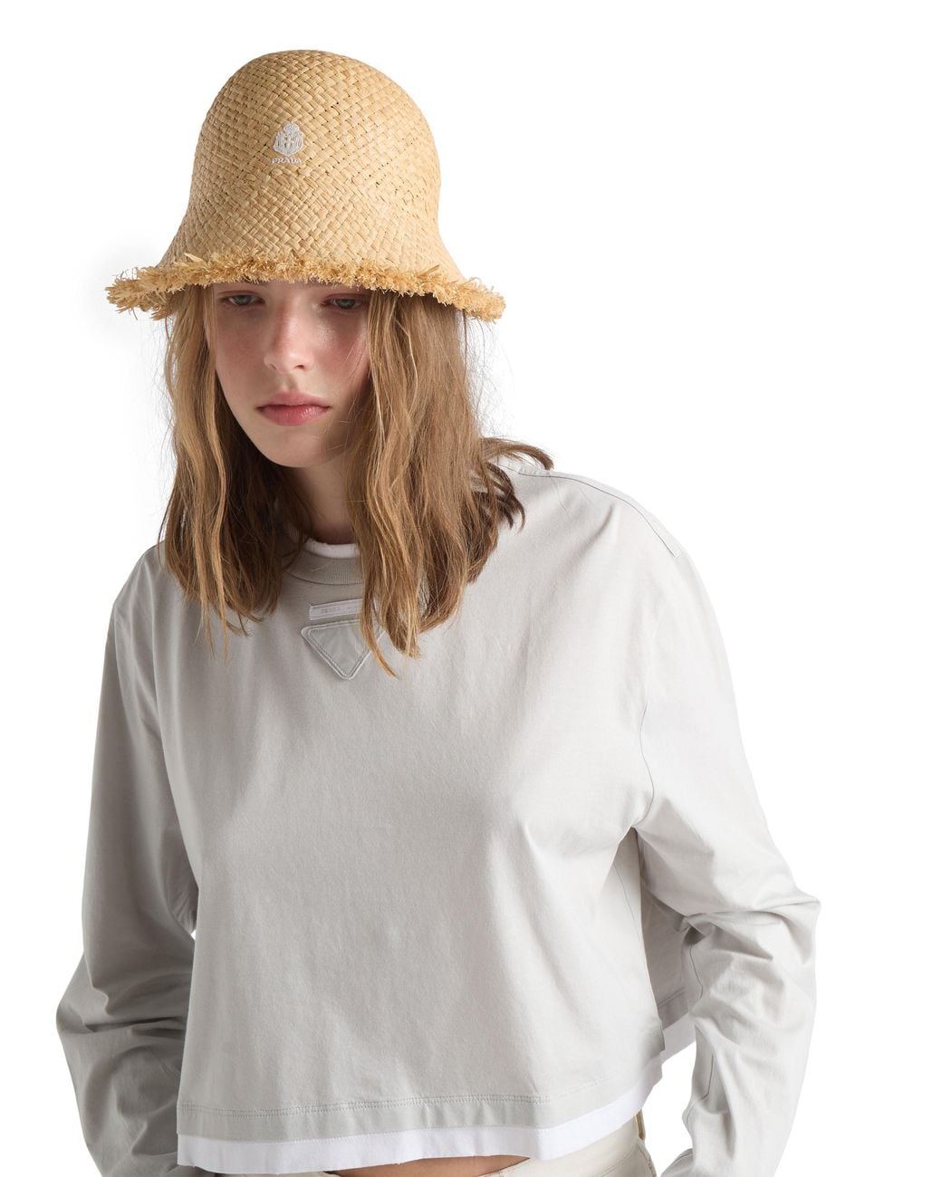 Prada White Long-Sleeved Jersey T-Shirt