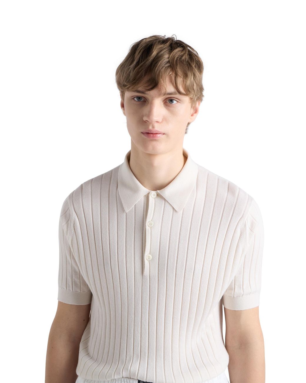 Prada White Cashmere And Silk Polo Shirt for men