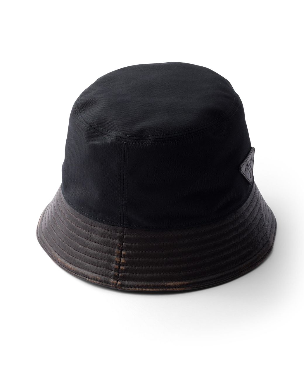 Prada Black Technical Cotton And Leather Bucket Hat for men