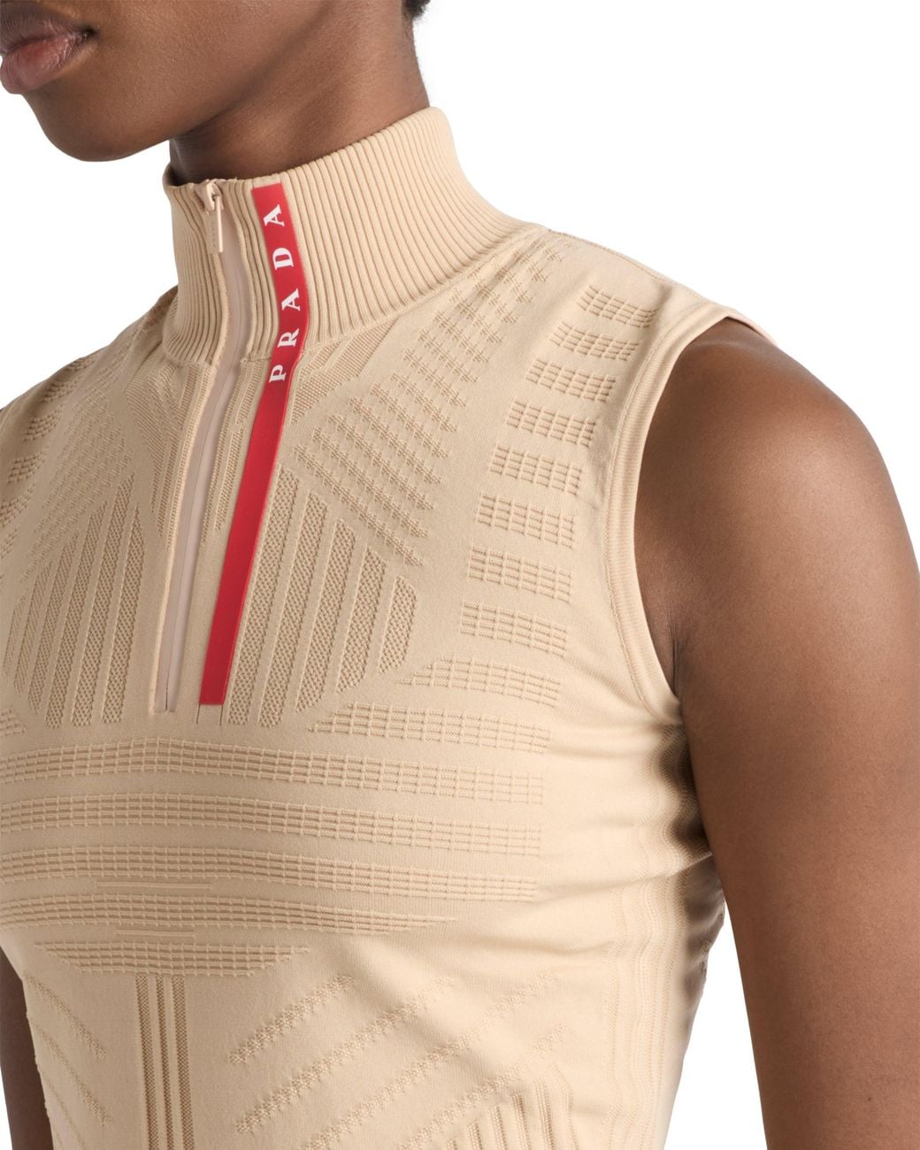 Prada Natural Re-Nylon Turtleneck Top, Albino