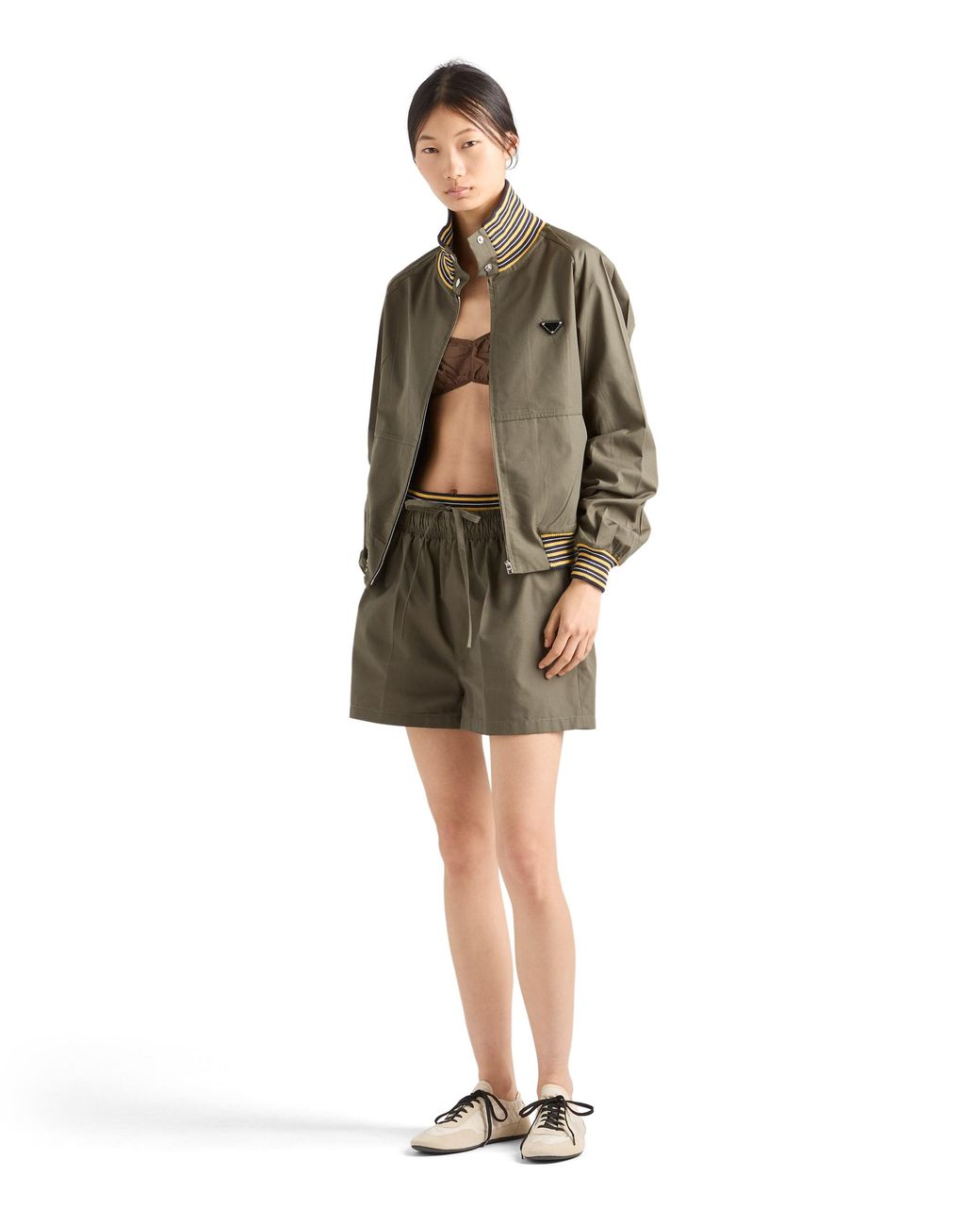 Prada Green Poplin Shorts, Forest