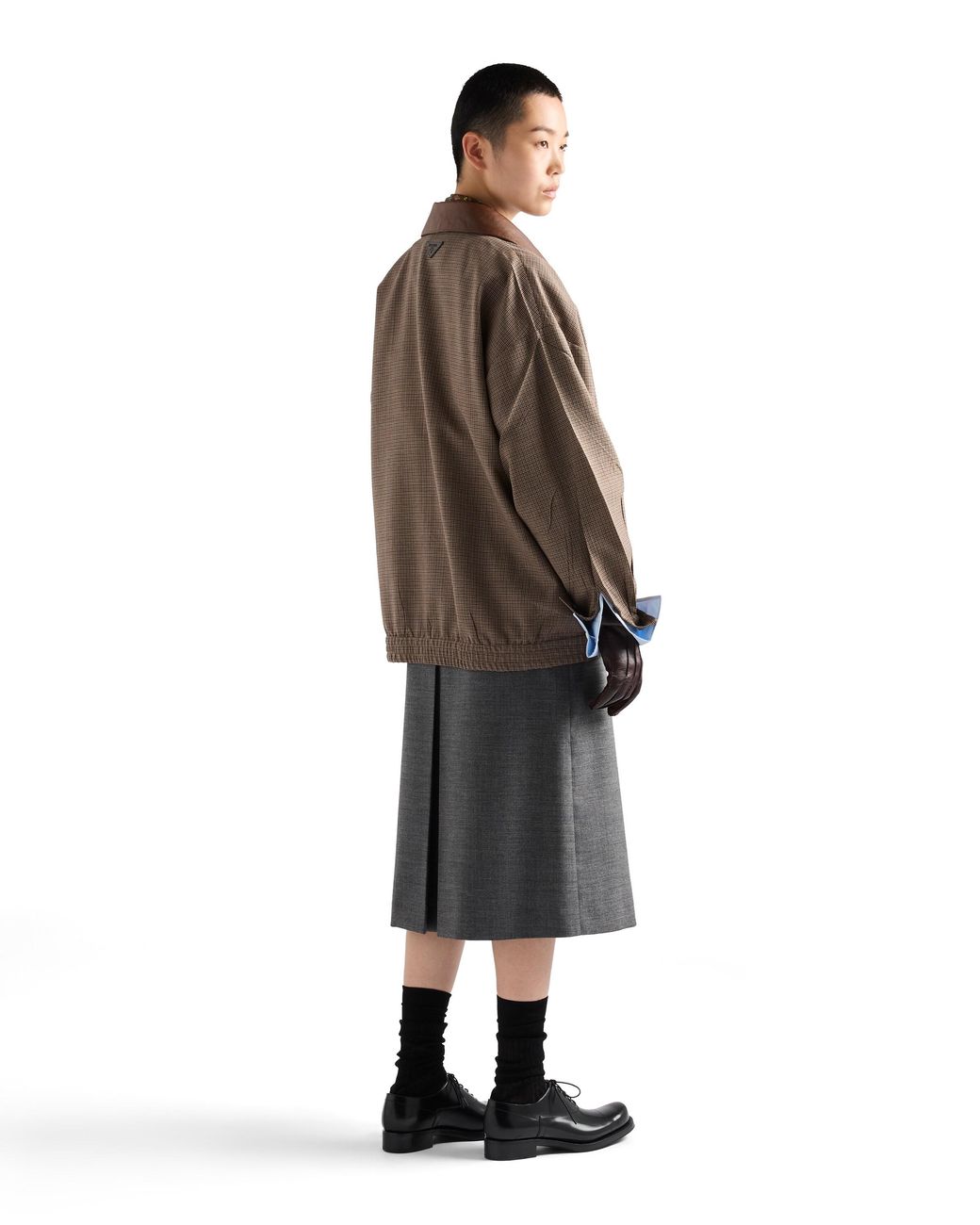 Prada Gray Rush Stitch Midi-Skirt