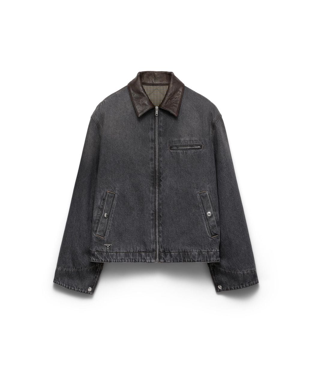 Prada Gray Denim Blouson Jacket for men