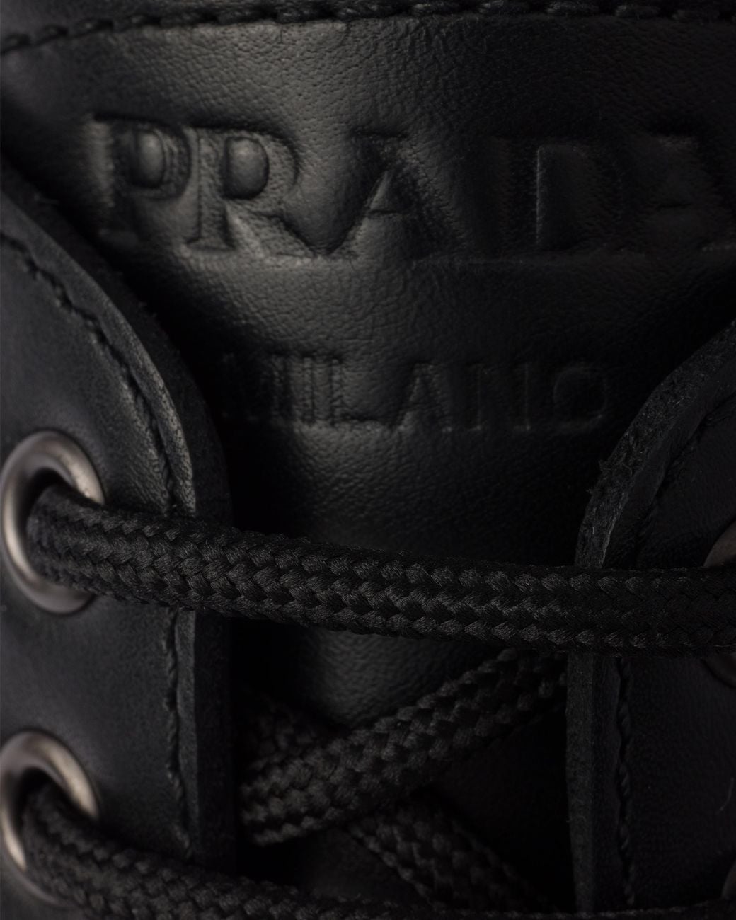 Prada Black Laced Leather Loafers for men