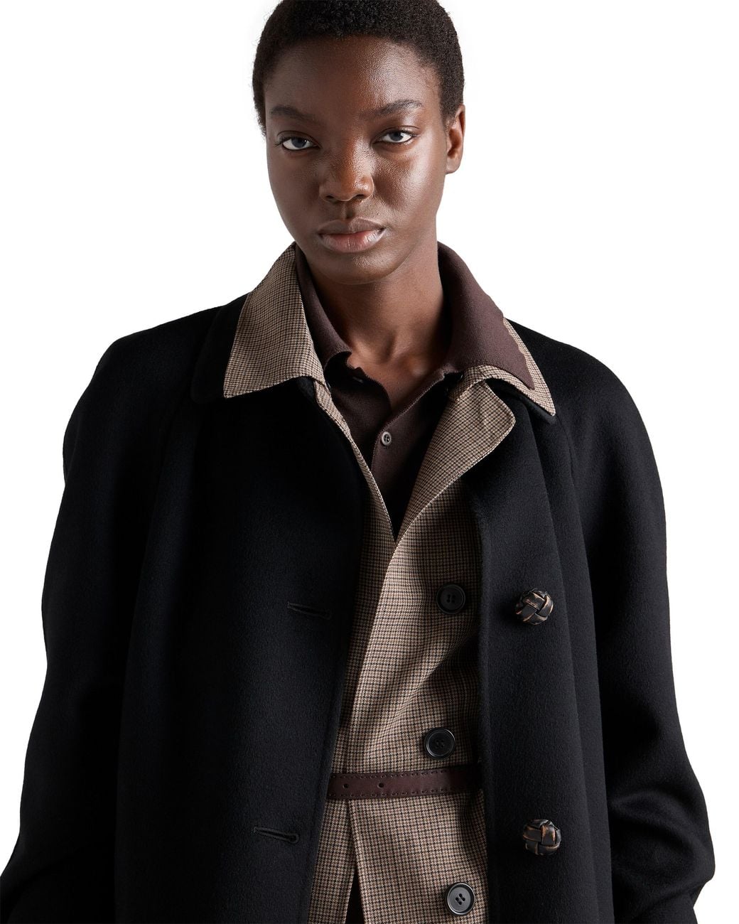 Prada Black Single-Breasted Double Cashmere And Wool Coat