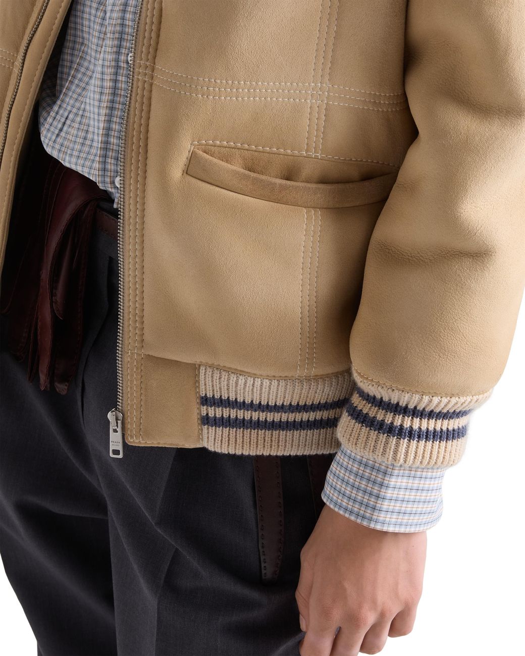 Prada Natural Sheepskin Bomber Jacket