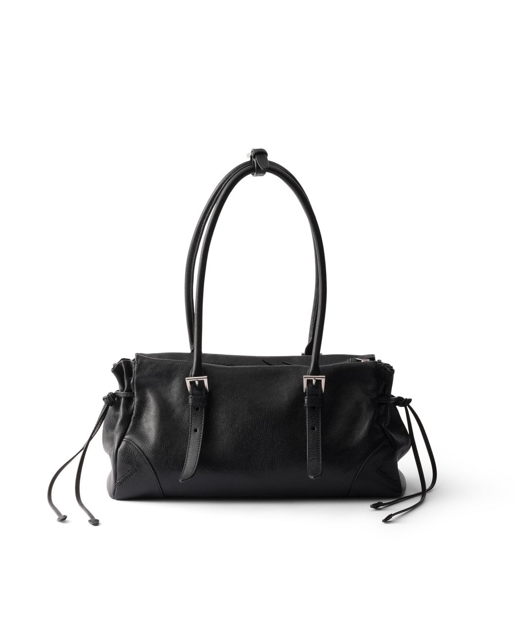 Prada Black Bonnie Medium Antiqued Leather Tote Bag
