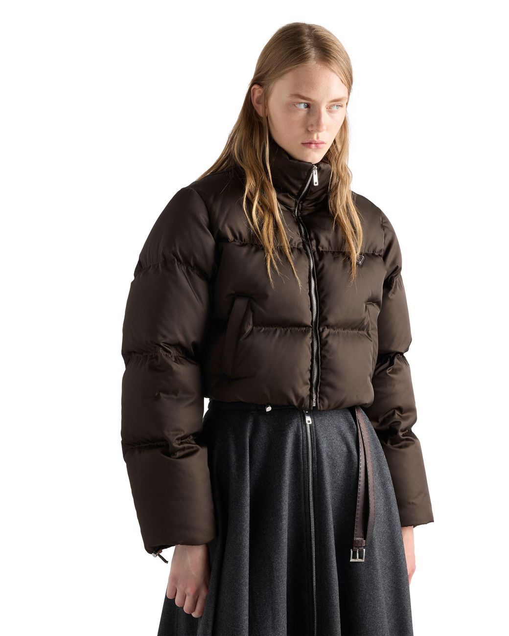 Prada Black Cropped Re-Nylon Down Jacket