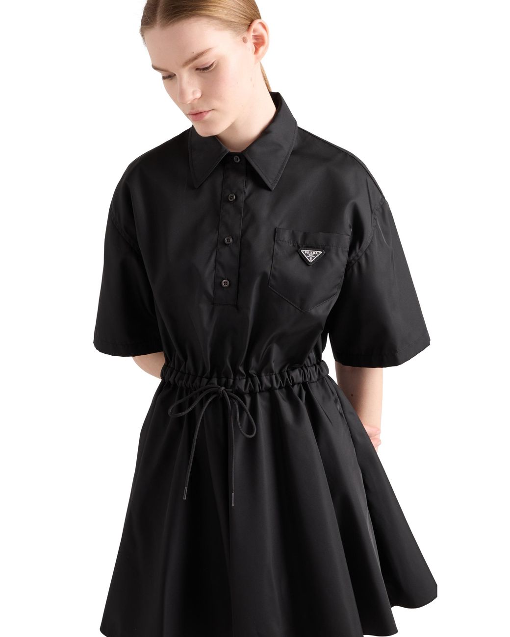 Vestido De Manga Corta En Re-Nylon, Mujer, Talla Prada de color Black