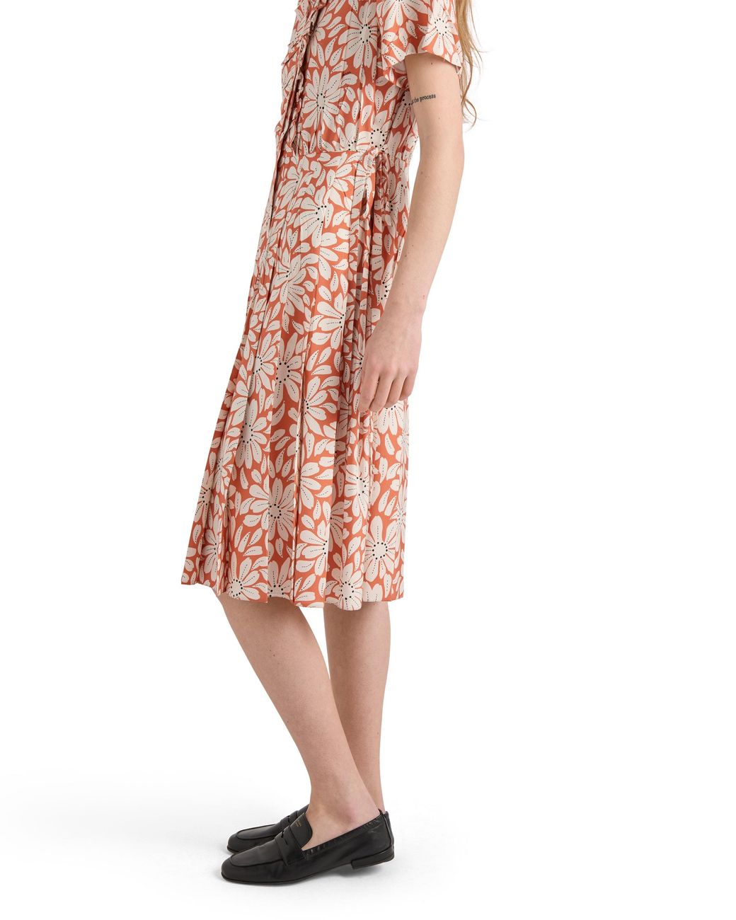 Prada Pink Printed Pleated Pongé Dress