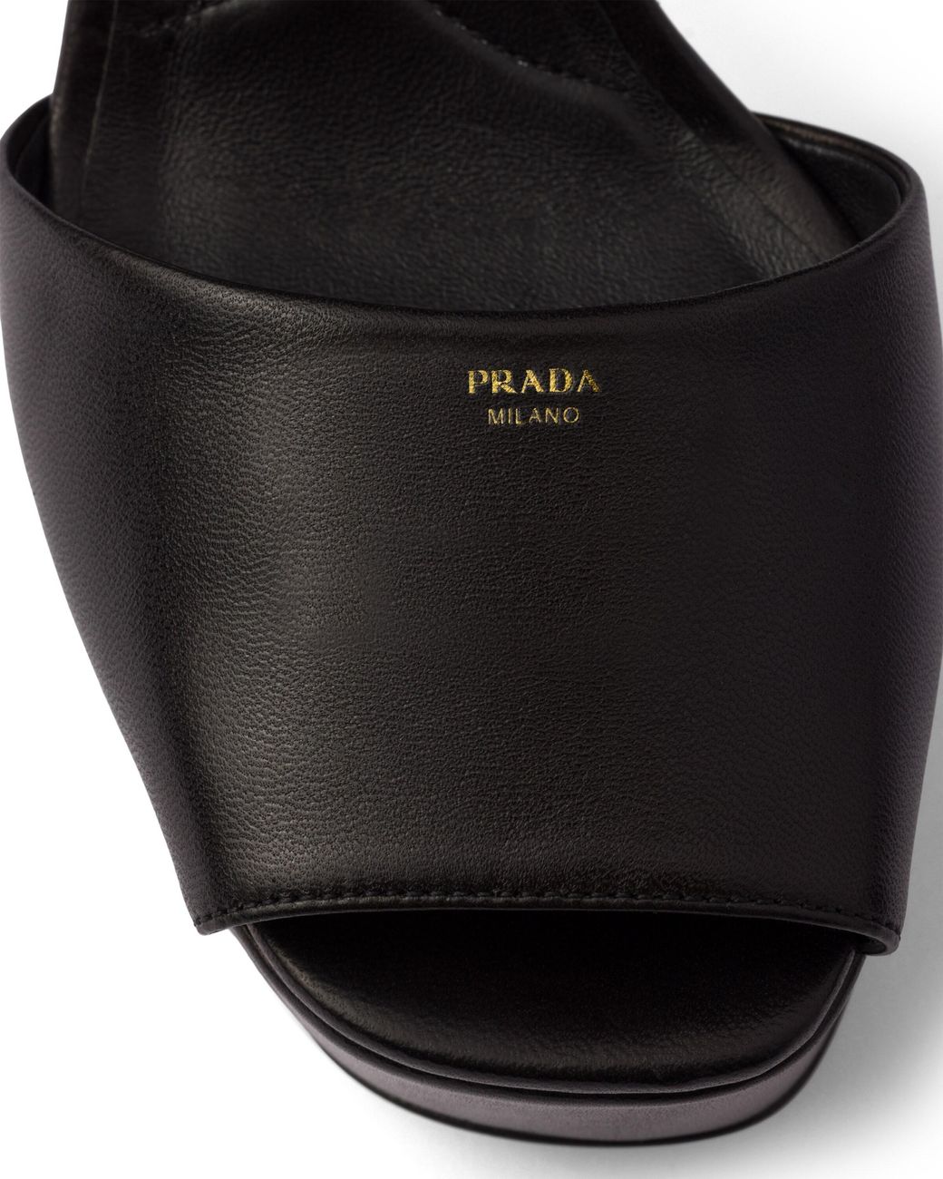 Prada Black Nappa Leather Platform Sandals, Size 35