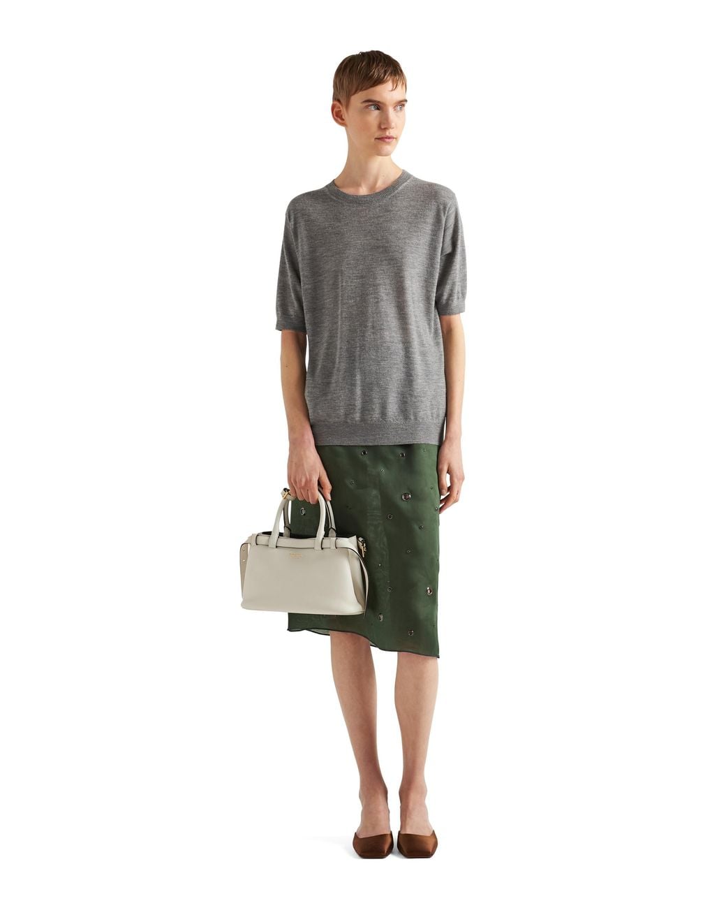 Borsa Buckle Small di Prada in White