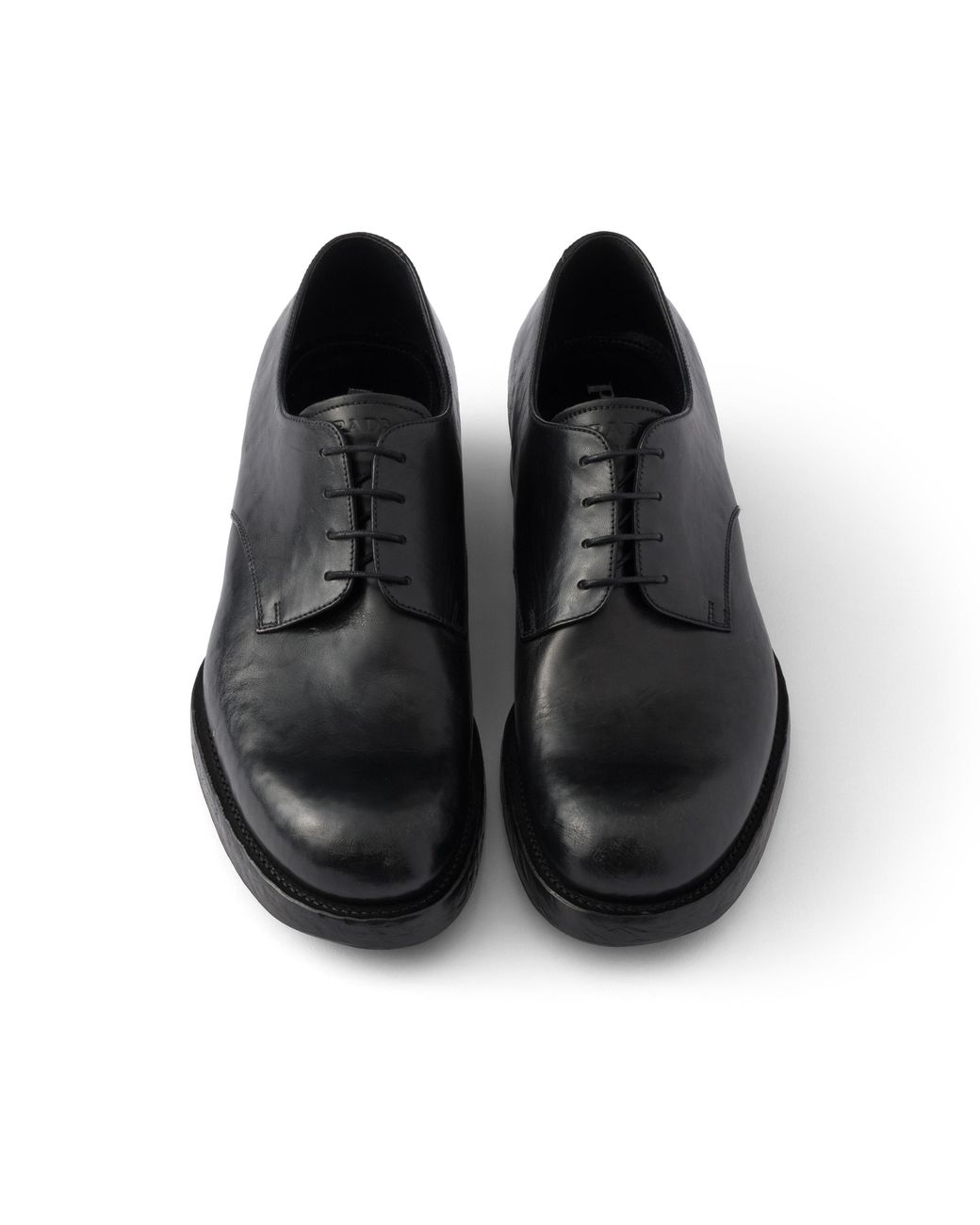 Prada Black Antiqued Leather Lace-Up Shoes for men