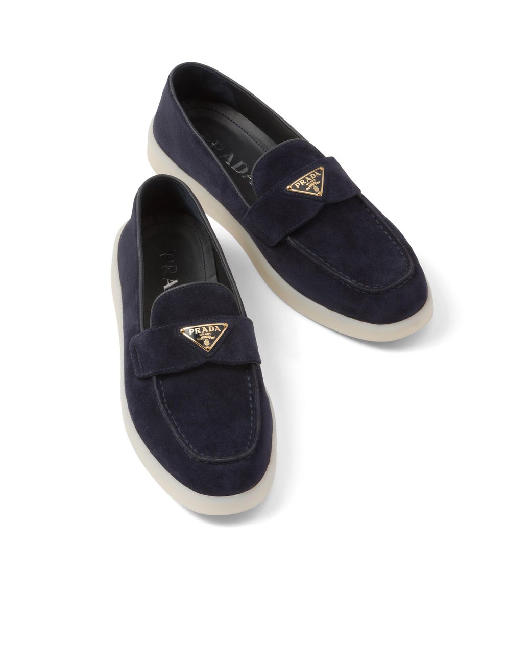 Prada Blue Loafers Saint Tropez Aus Veloursleder