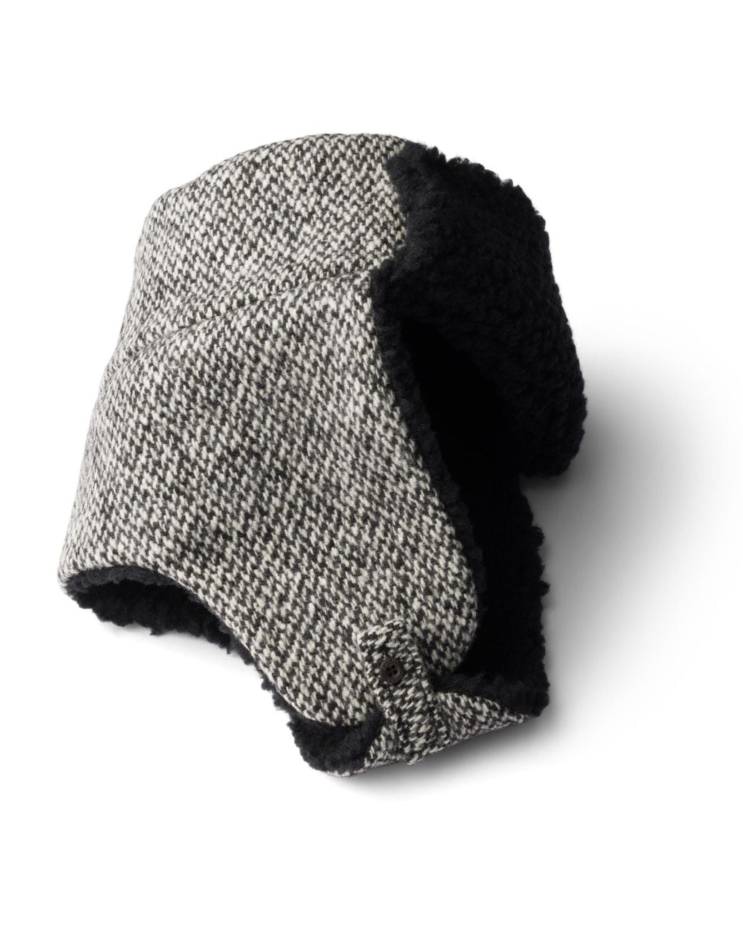 Prada Black Tweed Trapper Hat for men