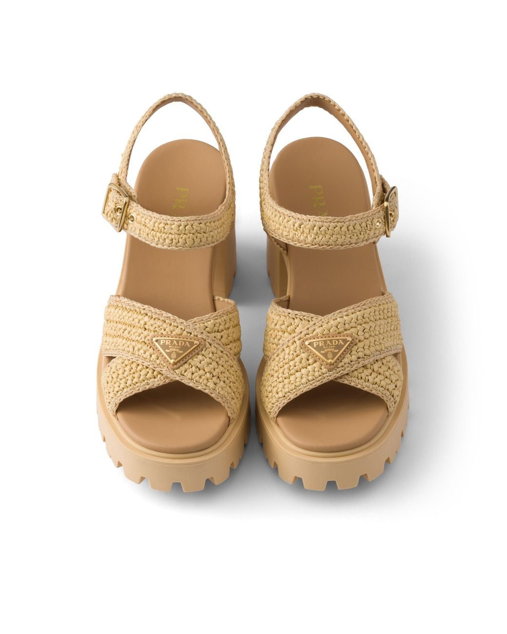 Prada Metallic Crochet Sandals