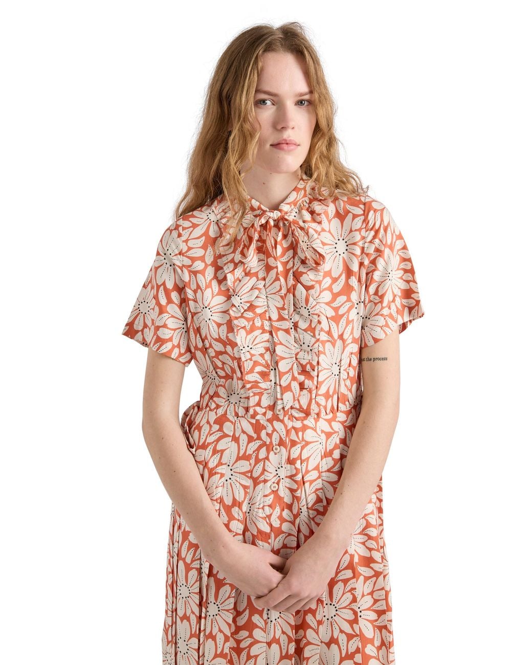 Prada Pink Printed Pleated Pongé Dress