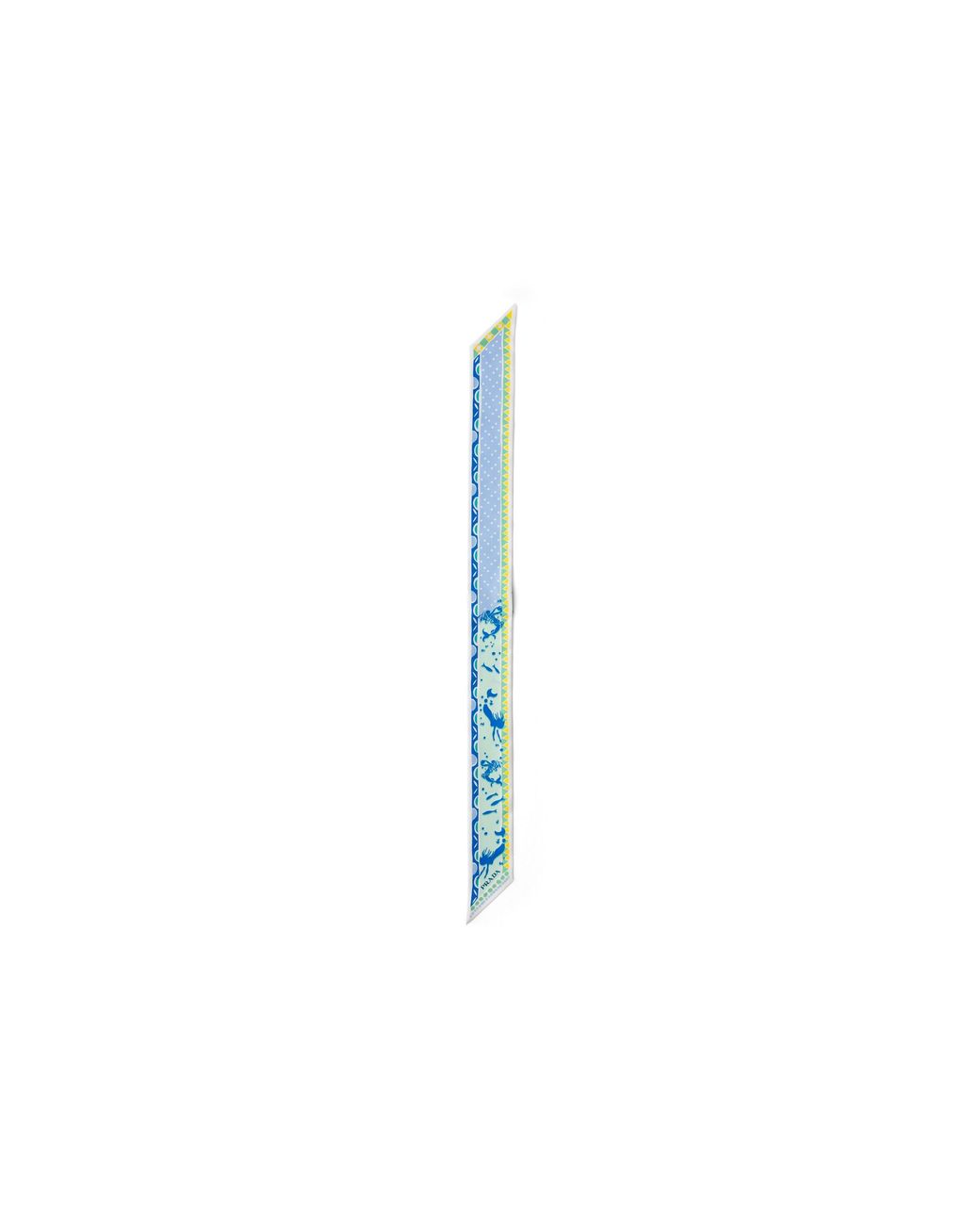 Prada Blue Printed Silk Twill Skinny Scarf, Astral/Aquamarine
