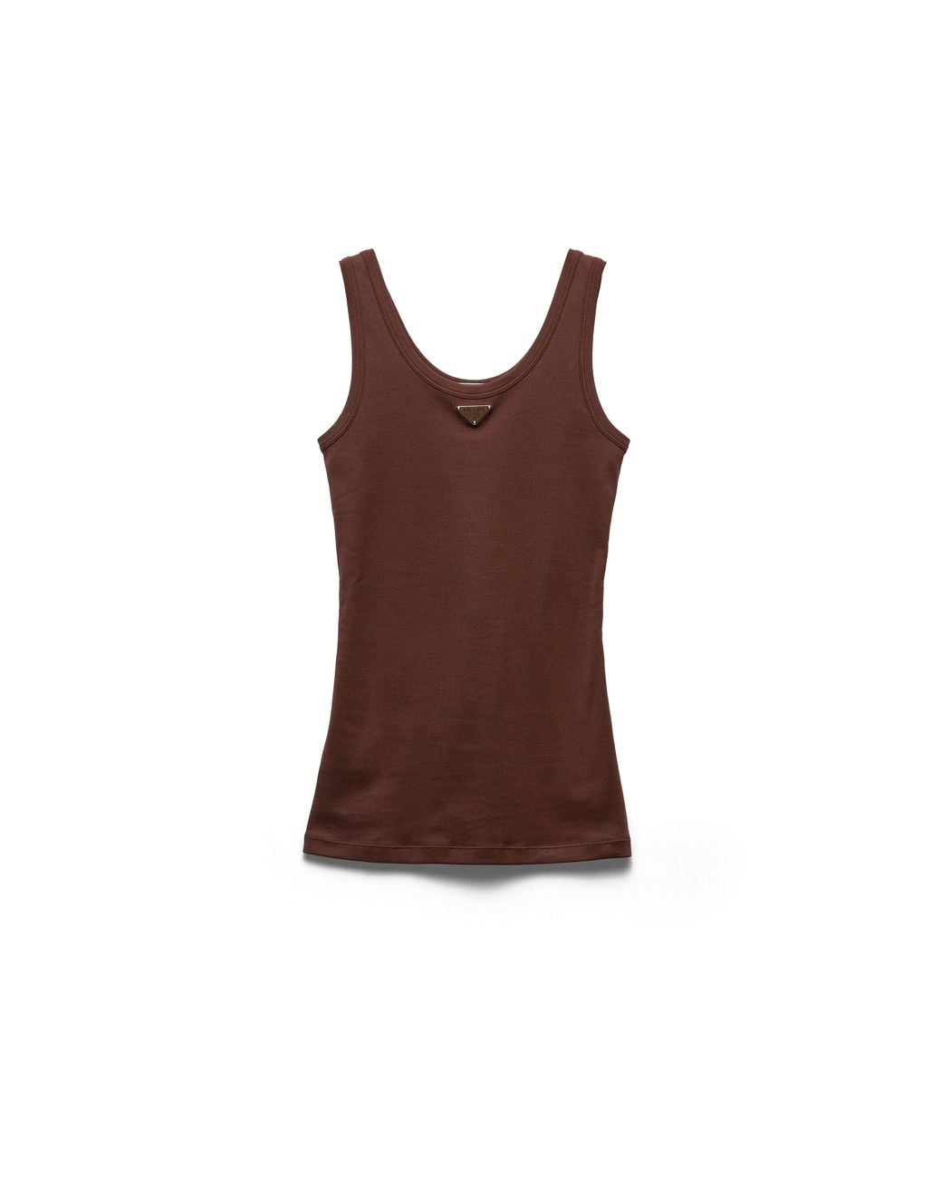 Prada Brown Ribbed Knit Top, Cocoa