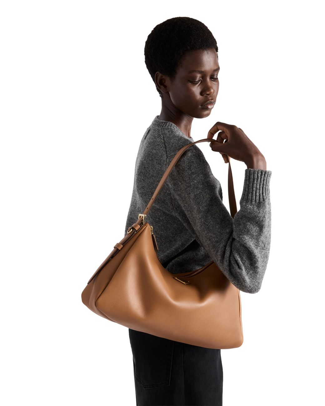 Borsa A Spalla Aimée Large di Prada in Brown