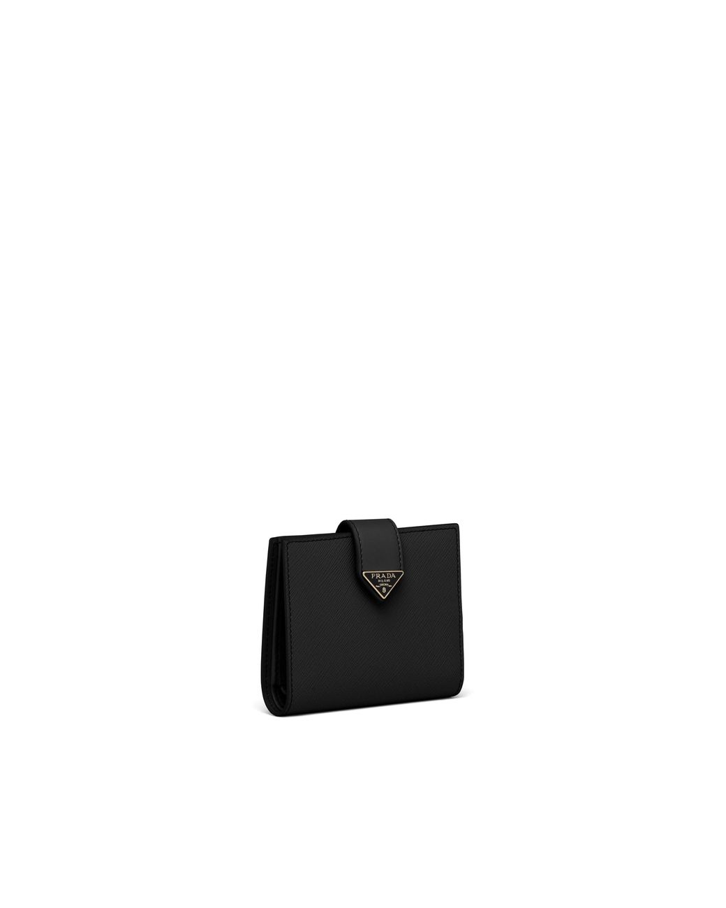 Prada Black Small Saffiano And Smooth Leather Wallet