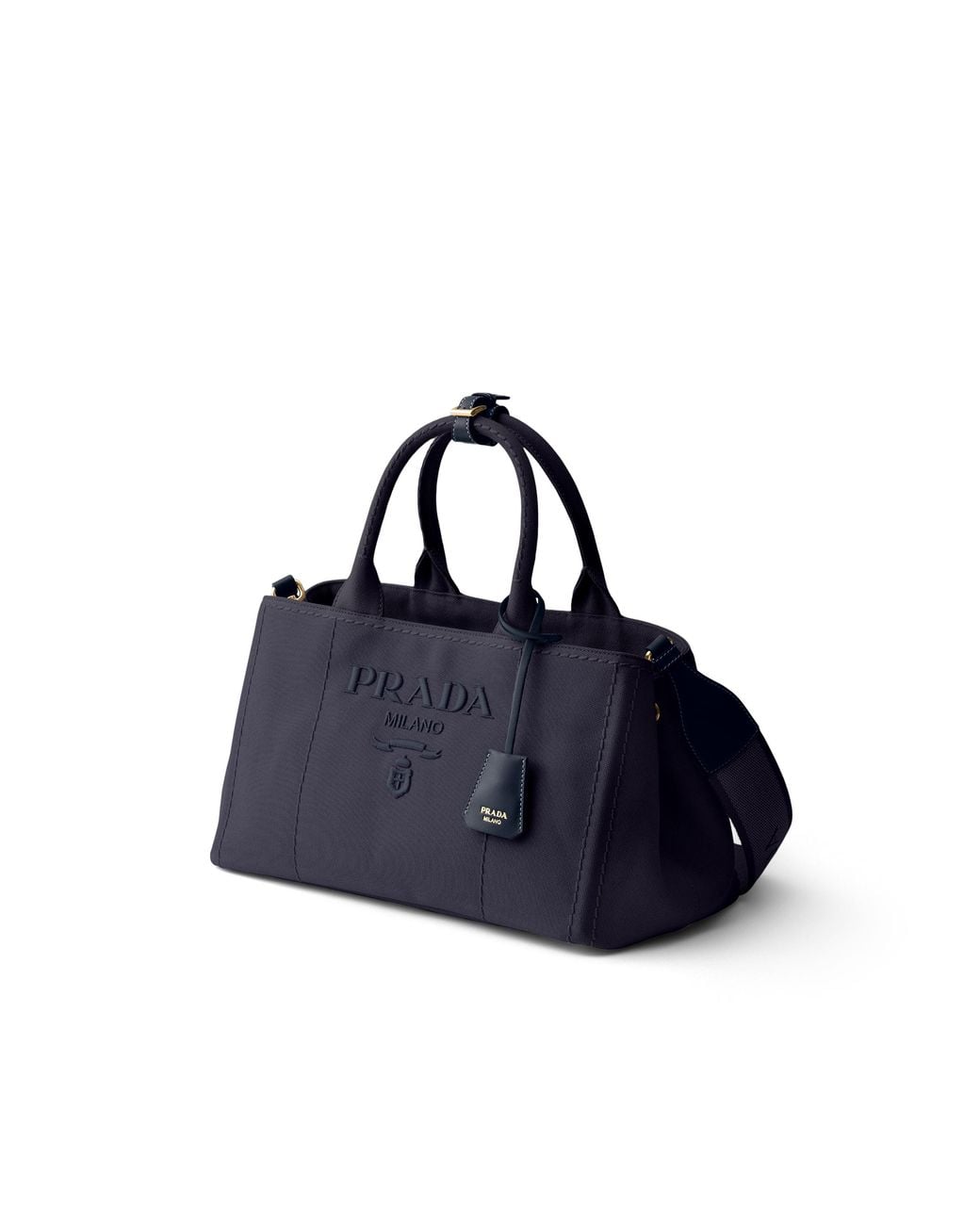 Prada Blue Jardinière Large Cotton Canvas Handbag, Baltic