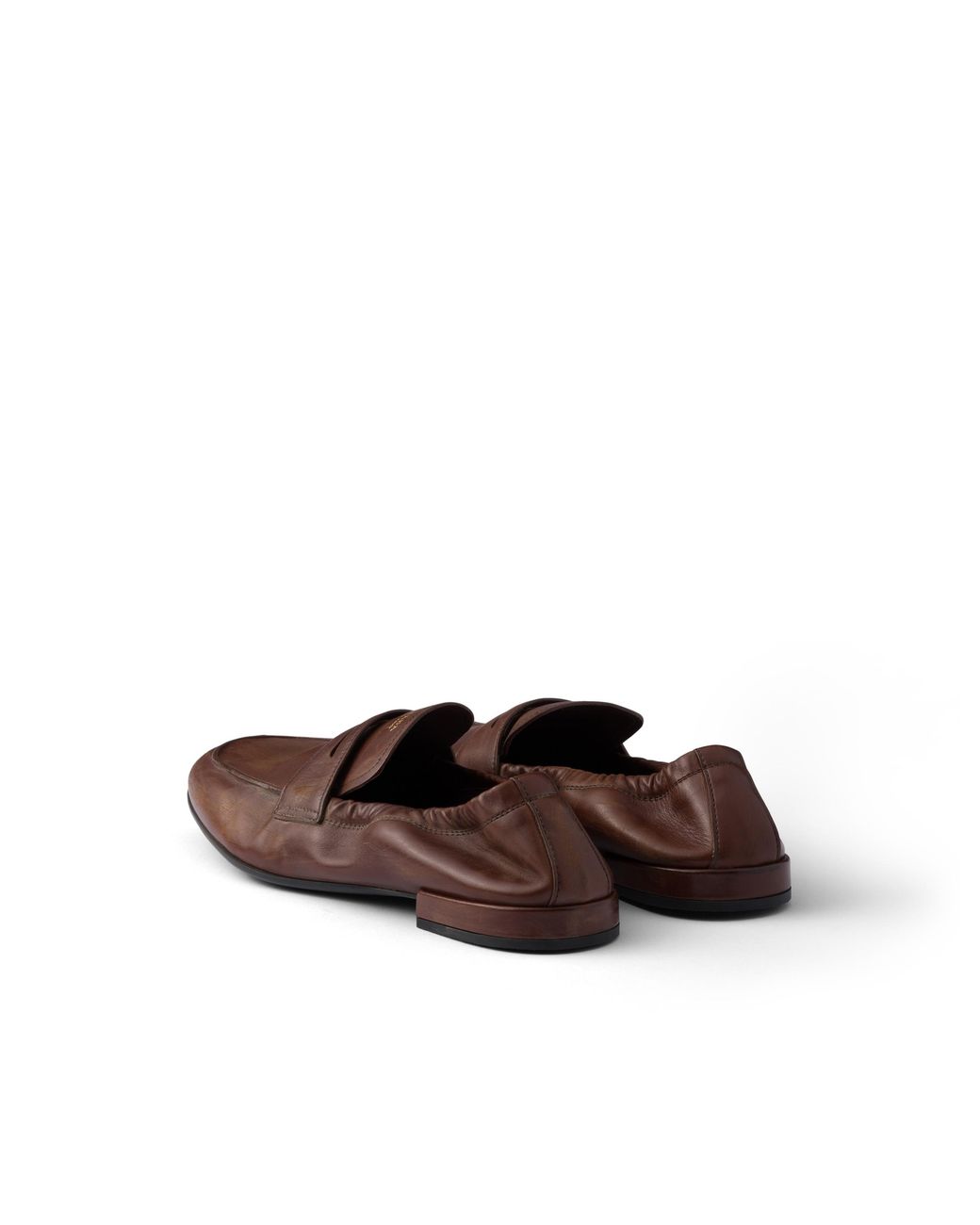 Prada Brown Shuffle Antikleder-Loafer, Damen, Größe