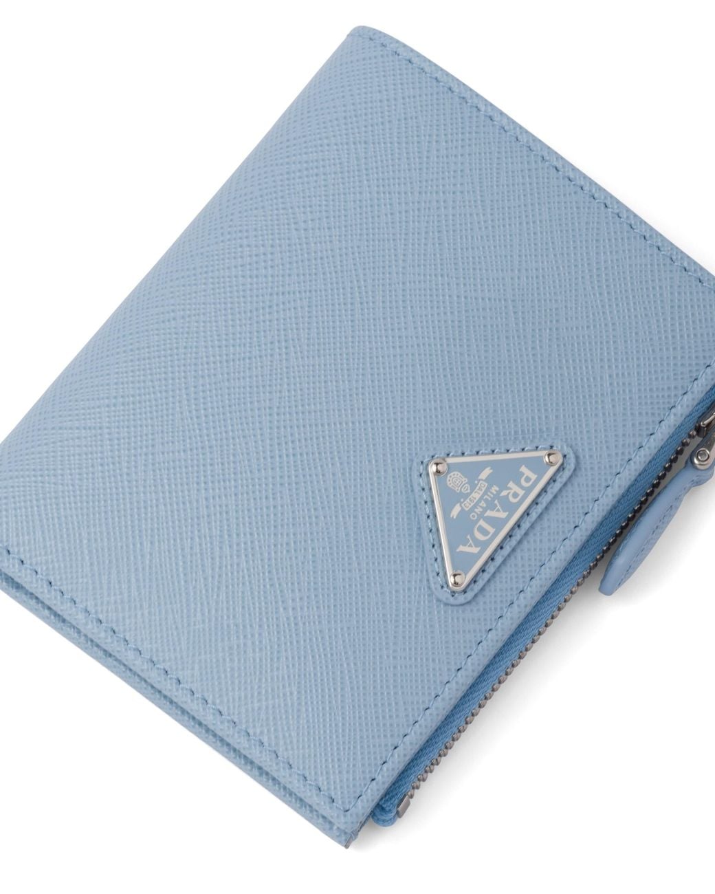 Prada Blue Small Saffiano Leather Wallet, Pale