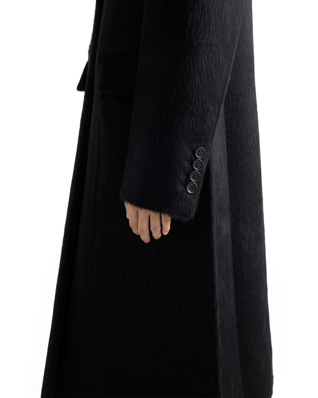 Prada Black Single-Breasted Velour Coat