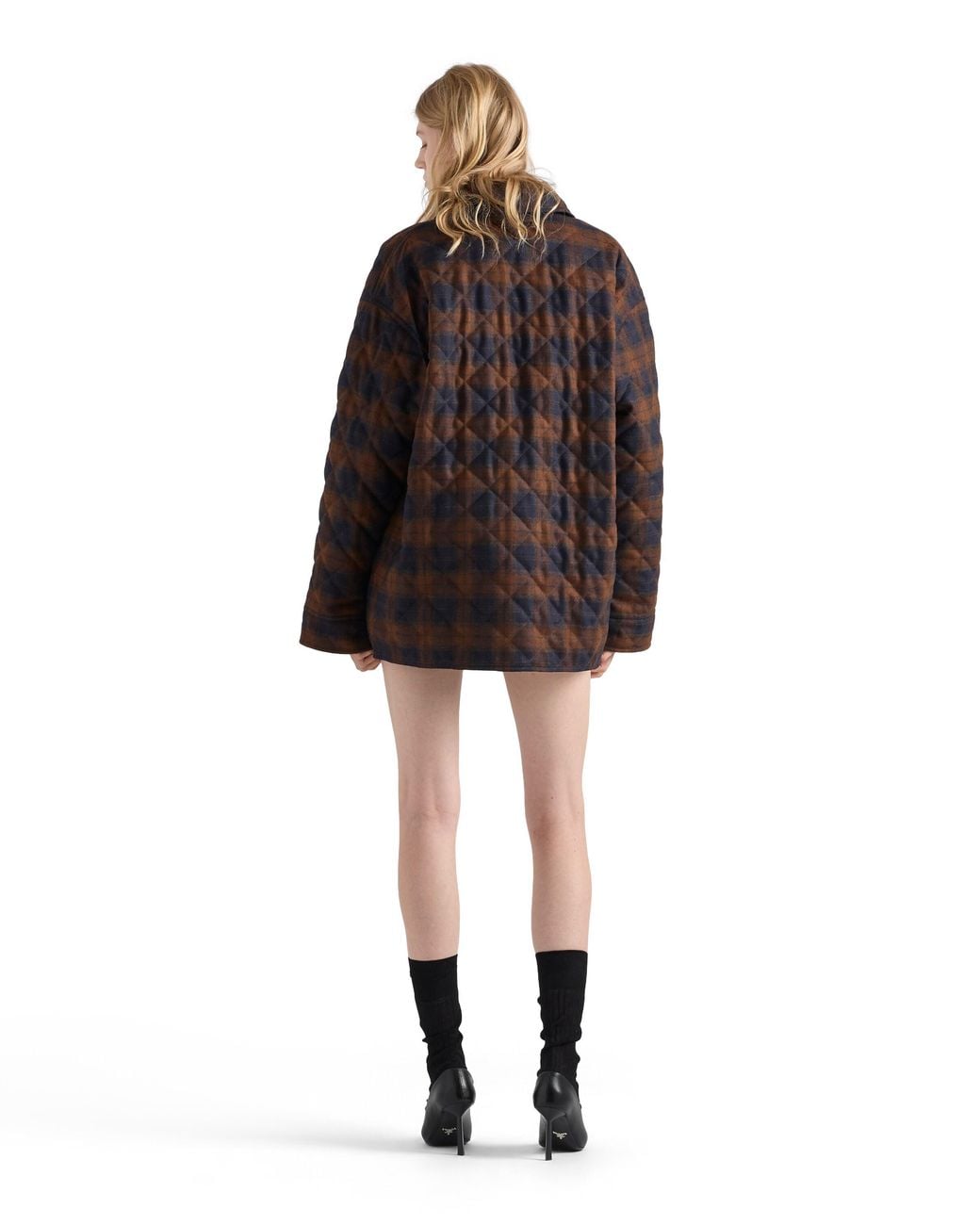 Prada Brown Quilted Wool Caban Jacket