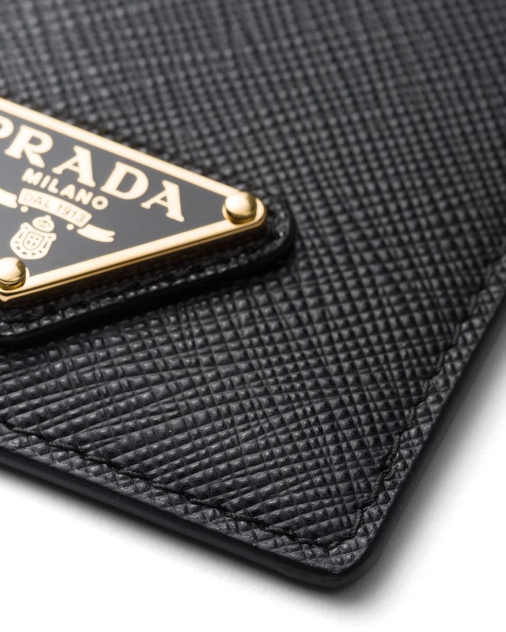 Prada White Saffiano Leather Badge Holder