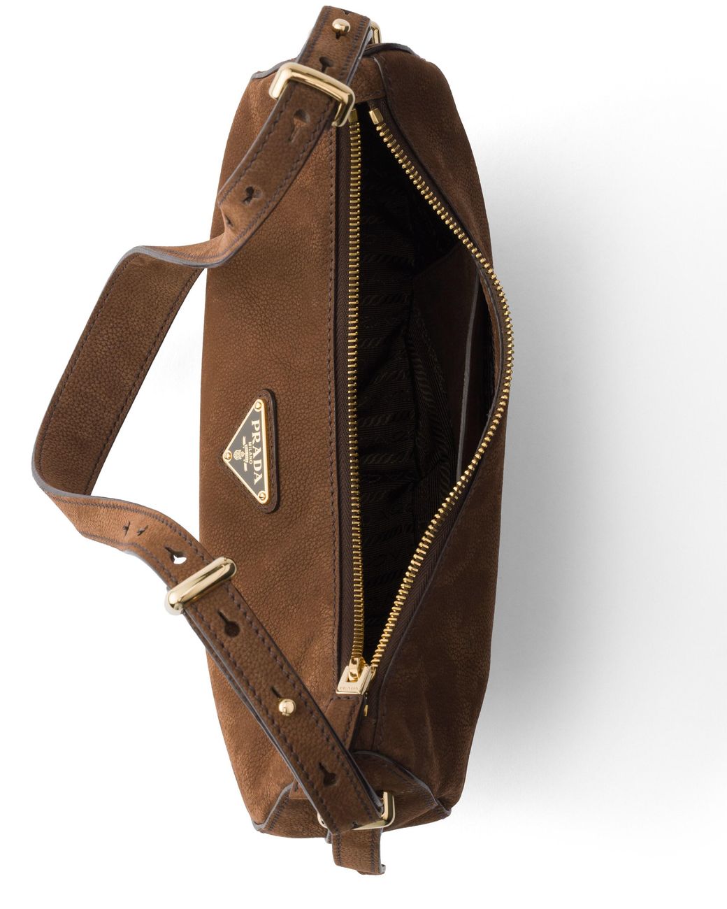 Prada White Arqué Small Nubuck Leather Bag, Cocoa