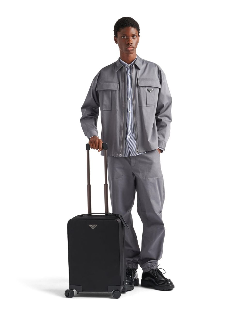 Prada Black Re-Nylon And Saffiano Leather Trolley