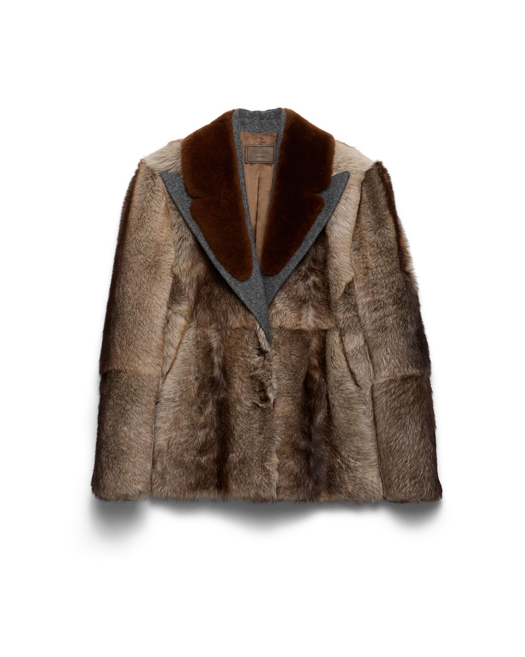 Prada Brown Shearling And Cloth Coat