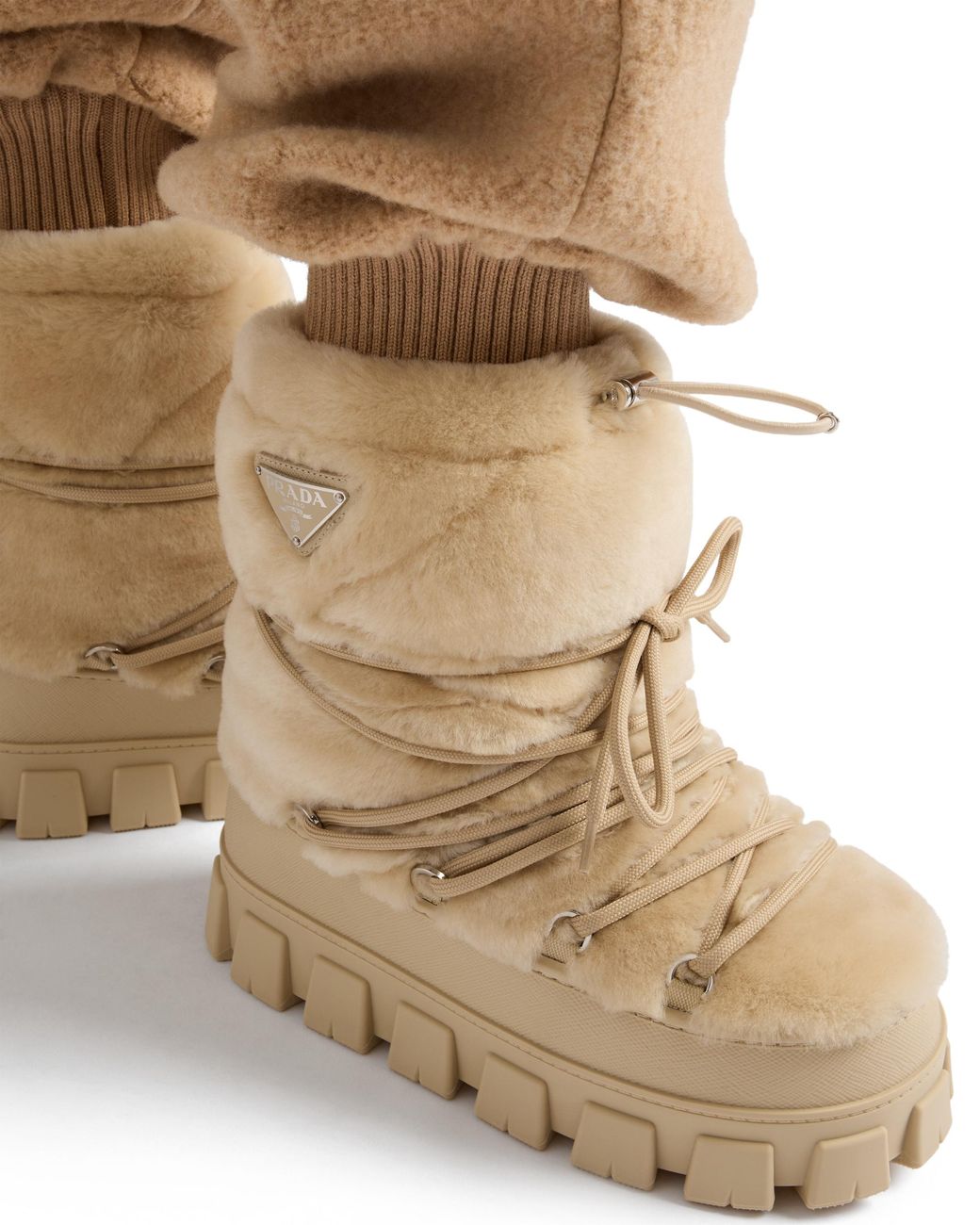 Prada Natural Shearling Après Ski Booties