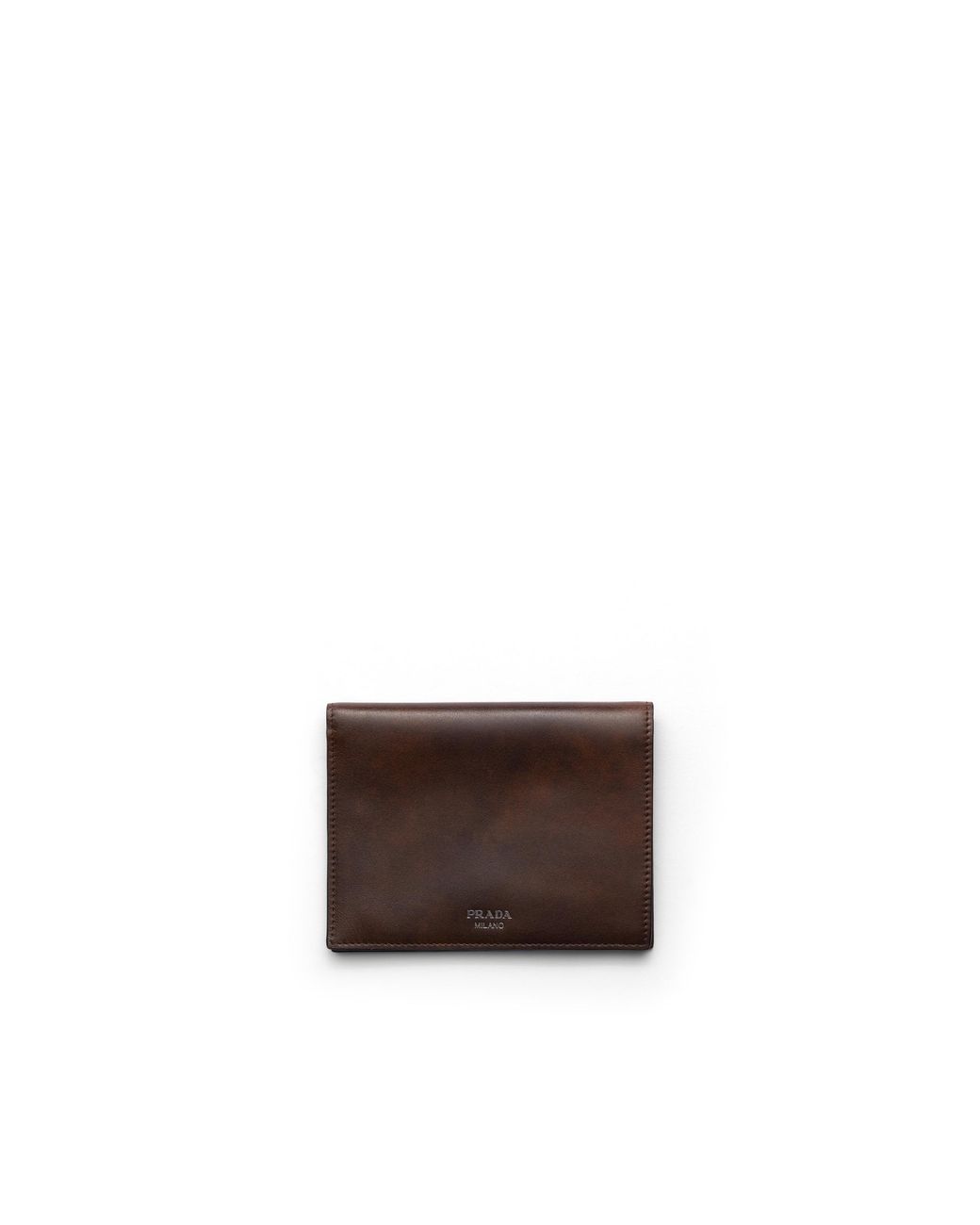 Prada Brown Antiqued Leather Wallet for men