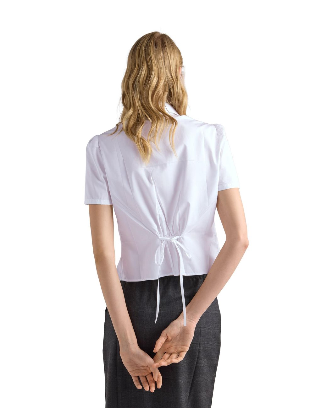 Prada White Short-Sleeved Poplin Shirt