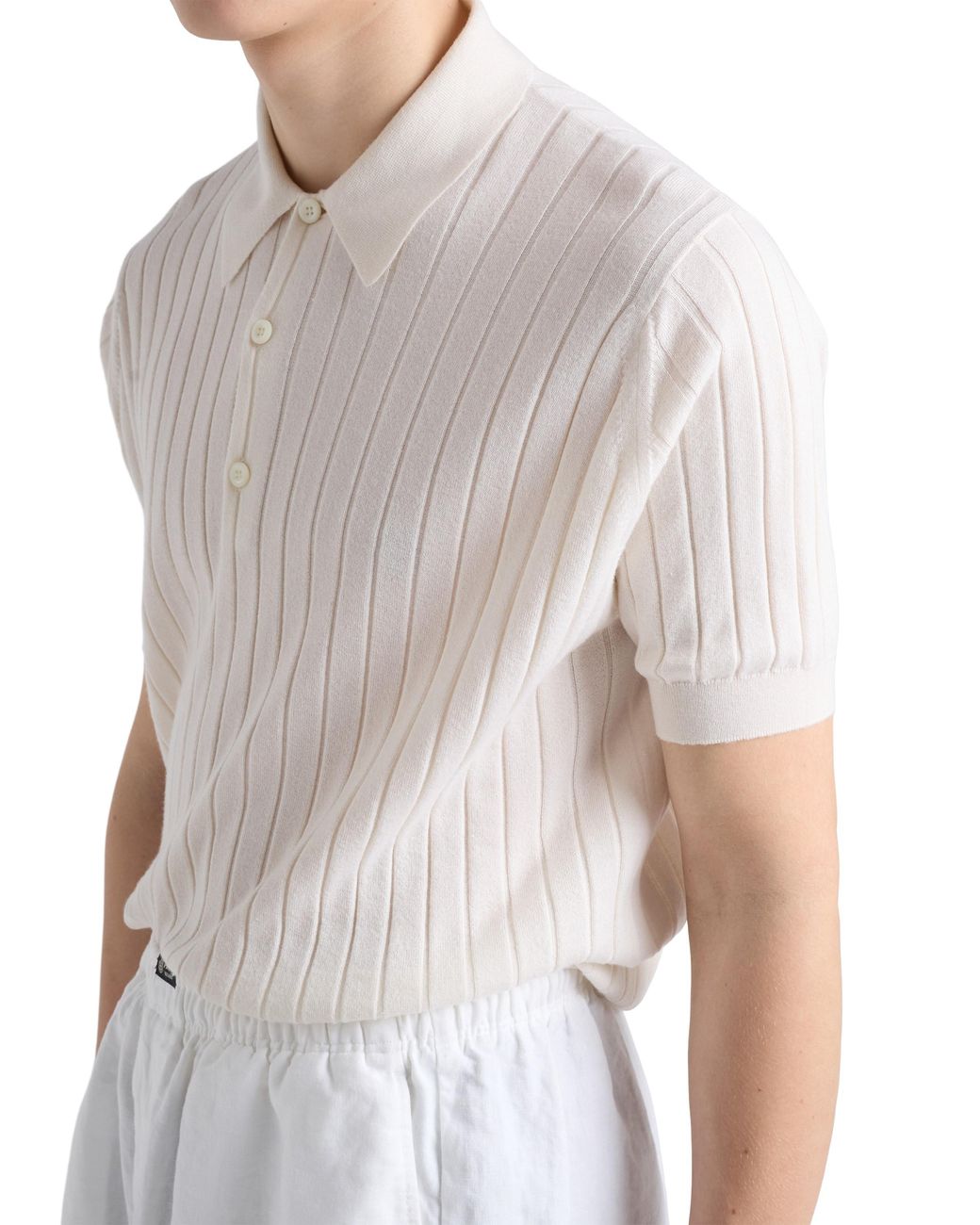Prada White Cashmere And Silk Polo Shirt for men