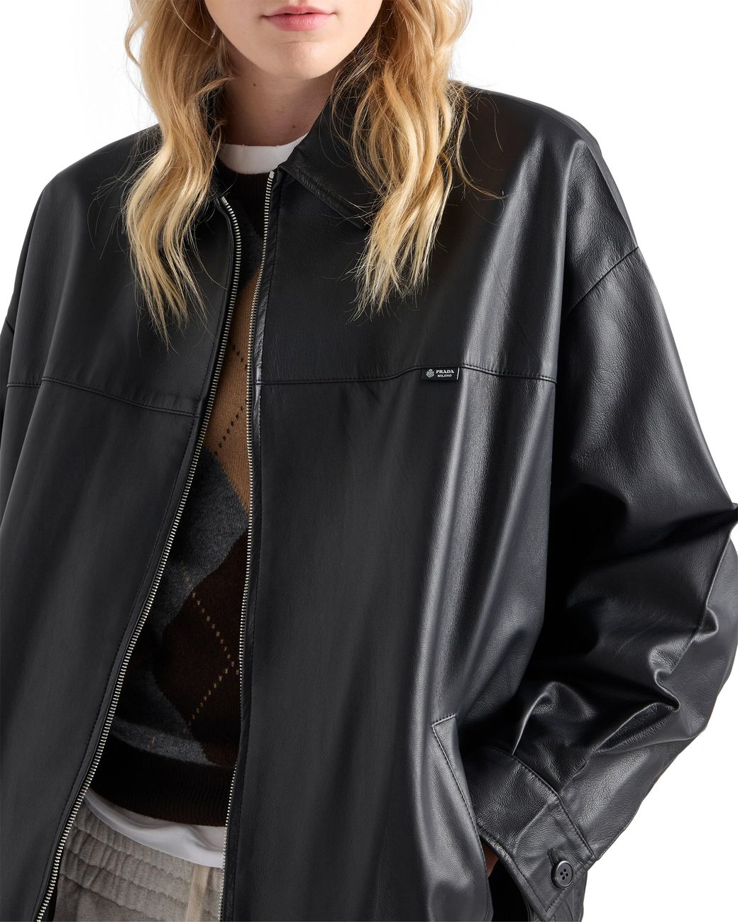 Prada Blue Nappa Leather Jacket