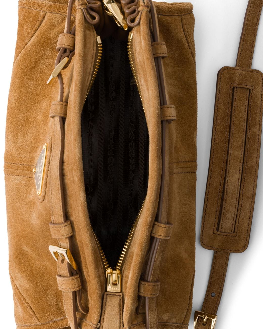 Prada Brown Bonnie Small Suede Shoulder Bag