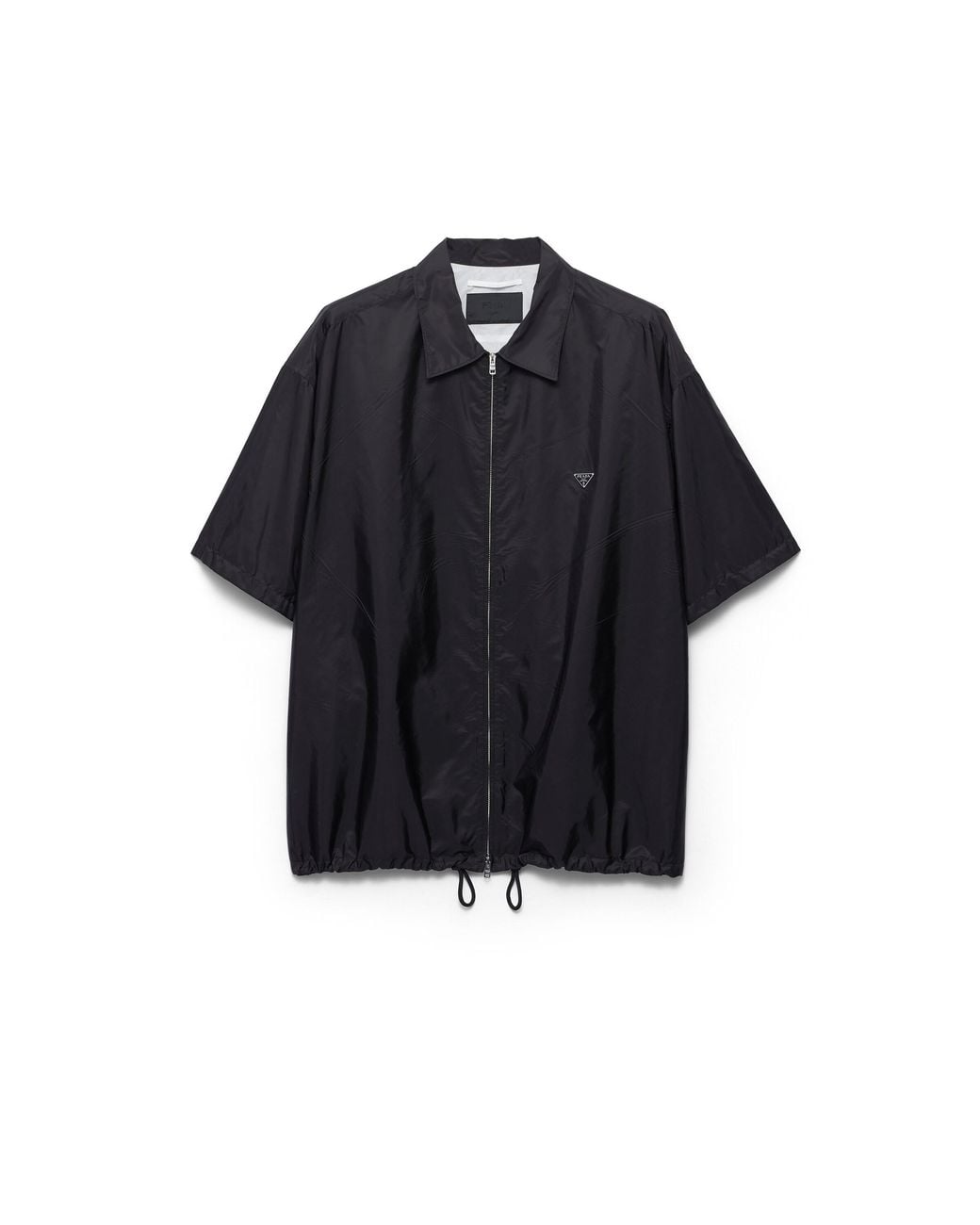 Prada Blue Short-Sleeved Re-Nylon Zipper Shirt for men