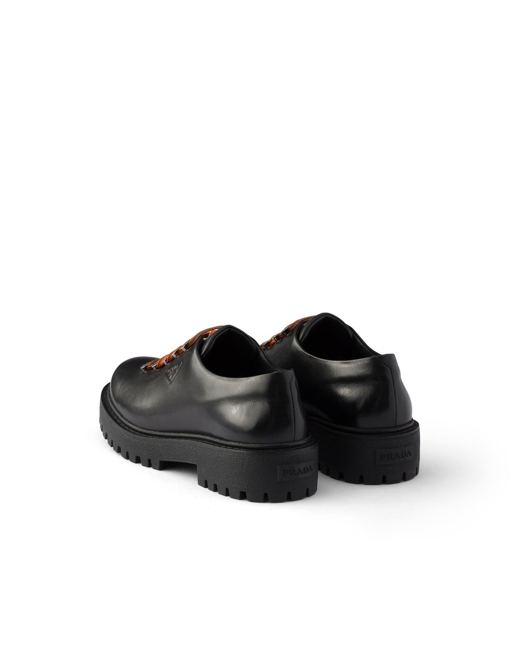 Prada Black Aged Leather Lace-Up Shoes for men