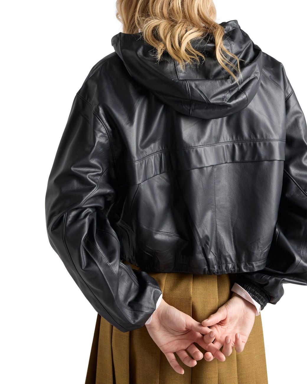 Prada Black Hooded Nappa Leather Jacket