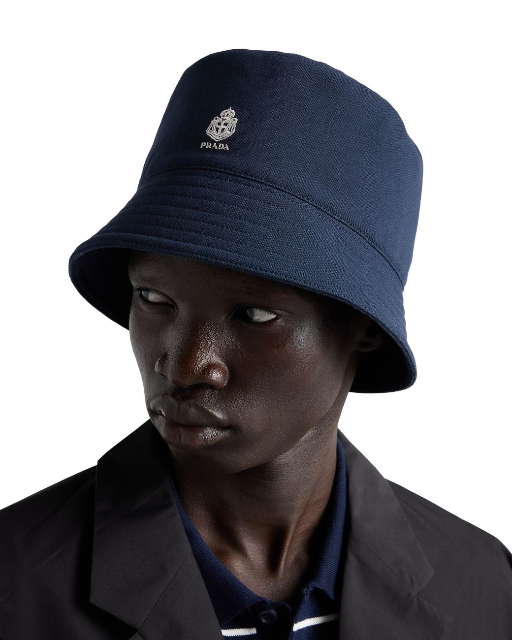 Prada Blue Old Piqué Bucket Hat for men