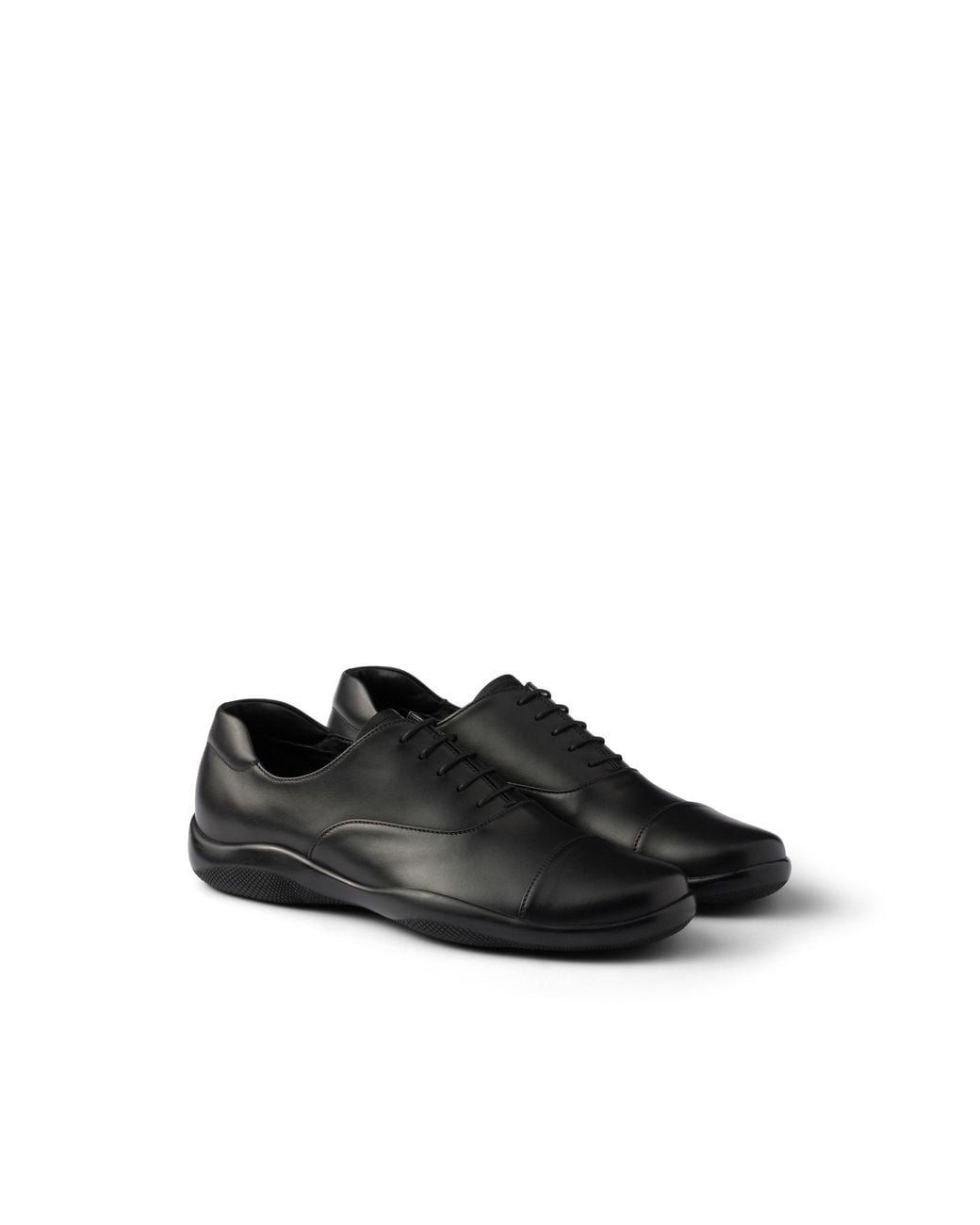 Prada Black Toblach Laced Leather Shoes for men